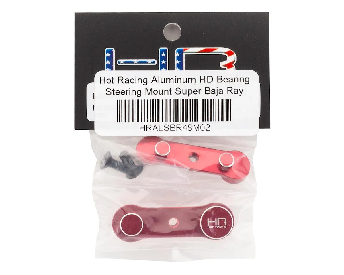 Hot Racing Losi Super Baja Rey/Rock Rey Aluminum HD Bearing Steering Mount (Red)