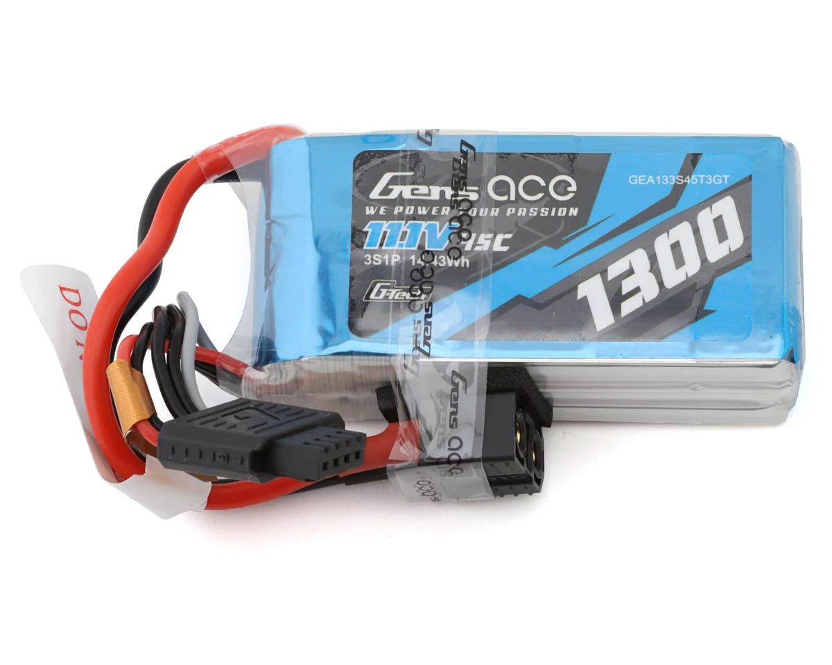 Gens Ace 3S 11.1V 1300mAh 45C G-Tech Smart LiPo Battery w/Universal Connector