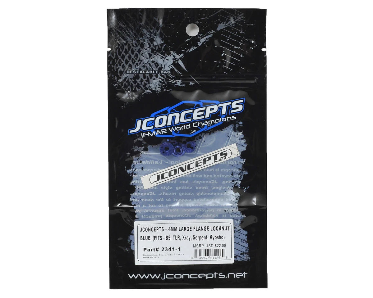 JConcepts Juego de tuercas de rueda dentadas con brida grande de 4 mm (4) (colores surtidos)