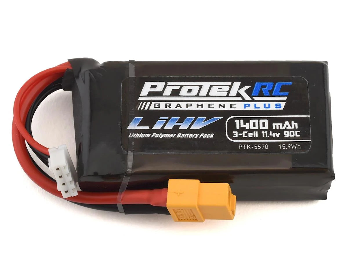 ProTek RC 3S 11.4V 1400mAh 90C Si-Graphene + HV LiPo Battery w/XT60 Connector