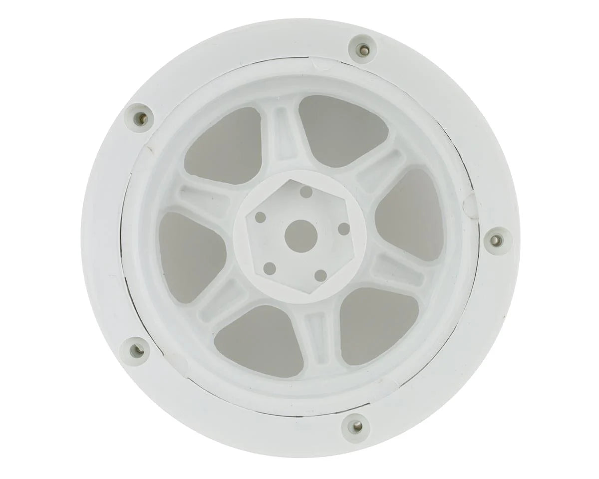 DS Racing Drift Element 6 Spoke Drift Wheels (Triple White w/Silver Rivets) (2) (Adjustable Offset) w/12mm Hex