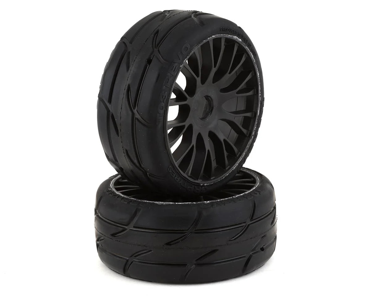 Neumáticos GRP GT - TO3 Revo Belted Pre-Mounted 1/8 Buggy Tires (Negro) (2) (XB1) con rueda FLEX